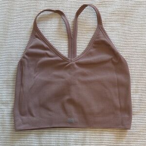 SET Active Ribbed V-Neck Bralette in Mauve Brown